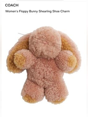 COACH Women's Floppy Bunny Shearling Shoe Charm - Pink NWT NIB